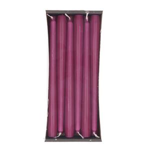 Enlightening Candles Dinerkaarsen - 12x stuks - paars - 8 branduren - 25 cm - kandelaar kaarsen -