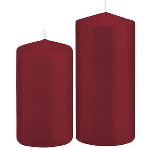 Trend Candles Stompkaarsen set van 2x stuks bordeaux rood 12 en 15 cm -