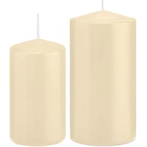 Trend Candles Stompkaarsen set van 2x stuks creme wit 12 en 15 cm -
