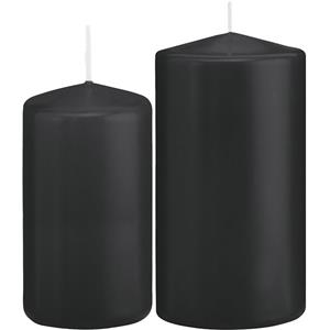 Trend Candles Stompkaarsen set van 2x stuks zwart 12 en 15 cm -