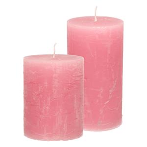 Merkloos Stompkaarsen/cilinderkaarsen set - 2x - oud roze - rustiek model -