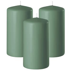 Enlightening Candles Cilinder/stompkaars - 3x - groen - D6 x H10 cm - branduur -