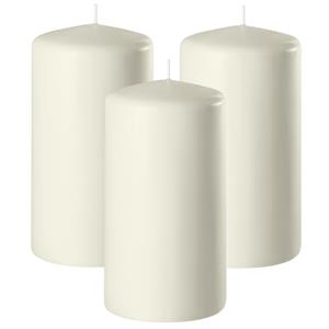 Enlightening Candles Cilinder/stompkaars - 3x - ivoor wit - D6 x H10 cm - branduur -