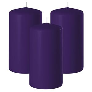 Enlightening Candles Cilinder/stompkaars - 3x - paars - D6 x H10 cm - branduur -
