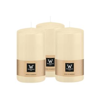 Wiedemann Cilinderkaars/stompkaars - 3x - creme wit - 12 x 6 cm - 33 branduren -