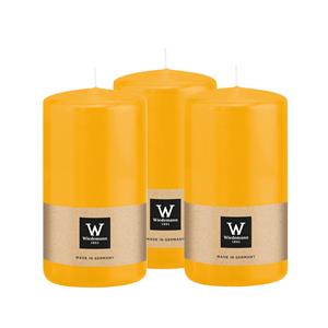 Wiedemann Cilinderkaars/stompkaars - 3x - geel - 12 x 6 cm - 33 branduren -