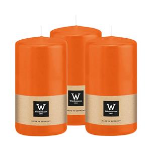 Wiedemann Cilinderkaars/stompkaars - 3x - oranje - 12 x 6 cm - 33 branduren -