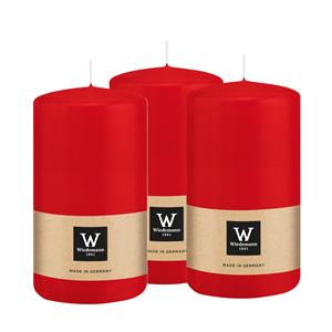Wiedemann Cilinderkaars/stompkaars - 3x - rood - 12 x 6 cm - 33 branduren -
