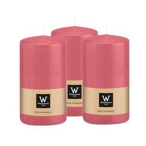 Wiedemann Cilinderkaars/stompkaars - 3x - roze - 12 x 6 cm - 33 branduren -