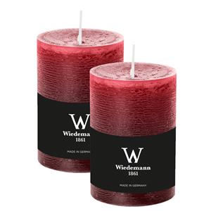 Wiedemann Cilinderkaars/stompkaars - 2x - rustieke kaars - bordeauxrood - 7 x 10 cm - 43 branduren -