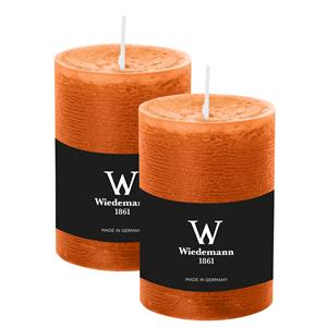Wiedemann Cilinderkaars/stompkaars - 2x - rustieke kaars - cognac bruin - 7 x 10 cm - 43 branduren -