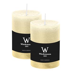 Wiedemann Cilinderkaars/stompkaars - 2x - rustieke kaars - creme wit - 7 x 10 cm - 43 branduren -