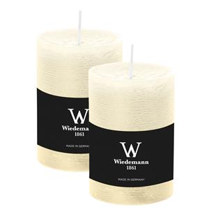 Wiedemann Cilinderkaars/stompkaars - 2x - rustieke kaars - ivoorwit - 7 x 10 cm - 43 branduren -