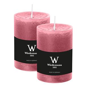 Wiedemann Cilinderkaars/stompkaars - 2x - rustieke kaars - oudroze - 7 x 10 cm - 43 branduren -