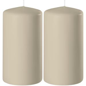 Enlightening Candles 2x Beige cilinderkaarsen/stompkaarsen 6 x 15 cm branduren -