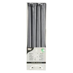 Conpax Candles Dinerkaarsen/kandelaarkaarsen Nordic - 8x stuks - zilvergrijs - Gotisch - 25 cm -