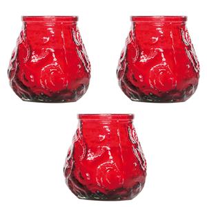 Cosy & Trendy 3x Rode mini lowboy tafelkaarsen 7 cm 17 branduren -
