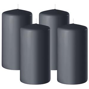 Enlightening Candles Cilinder/stompkaars - 4x - antraciet - D6 x H8 cm - 27 branduur -