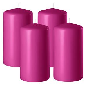 Enlightening Candles Cilinder/stompkaars - 4x - fuchsia roze - D6 x H8 cm - 27 branduur -