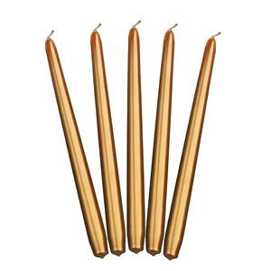 Merkloos Partydeco Dinerkaarsen - licht goud - 10x stuks - 24 cm - 5 Branduren - Kandelaar kaarsen -