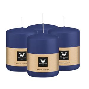 Wiedemann Cilinderkaars/stompkaars - 4x - donkerblauw - 6 x 8 cm - 29 branduren -