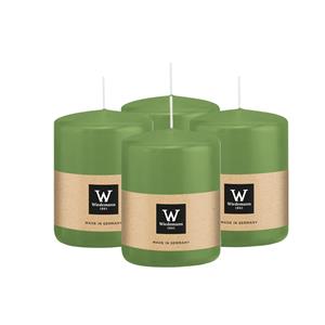 Wiedemann Cilinderkaars/stompkaars - 4x - lichtgroen - 6 x 8 cm - 29 branduren -