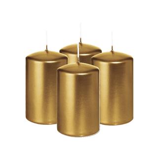 Wiedemann Cilinderkaars/stompkaars - 4x - metallic goud - 6 x 8 cm - 29 branduren -