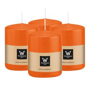 Wiedemann Cilinderkaars/stompkaars - 4x - oranje - 6 x 8 cm - 29 branduren -