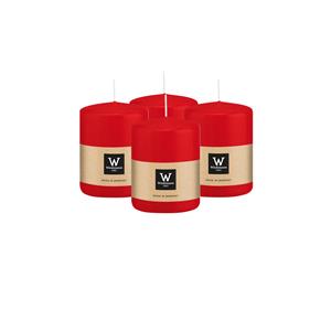 Wiedemann Cilinderkaars/stompkaars - 4x - rood - 6 x 8 cm - 29 branduren -