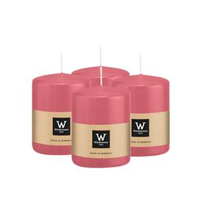 Wiedemann Cilinderkaars/stompkaars - 4x - roze - 6 x 8 cm - 29 branduren -