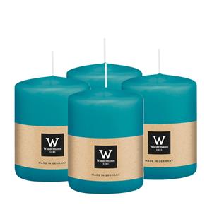 Wiedemann Cilinderkaars/stompkaars - 4x - turquoise - 6 x 8 cm - 29 branduren -