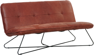 SHOPX HUISCOLLECTIE Rode leren industriële 2-zitsbank zonder armleuning Focus - Vintage Leer Burgundy (rood leer)