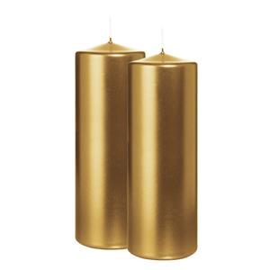 Wiedemann Cilinderkaars/stompkaars - 2x - metallic goud - 20 x 7 cm - 103 branduren -