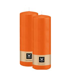 Wiedemann Cilinderkaars/stompkaars - 2x - oranje - 20 x 7 cm - 103 branduren -