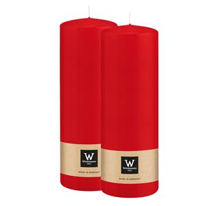 Wiedemann Cilinderkaars/stompkaars - 2x - rood - 20 x 7 cm - 103 branduren -