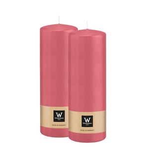 Wiedemann Cilinderkaars/stompkaars - 2x - roze - 20 x 7 cm - 103 branduren -