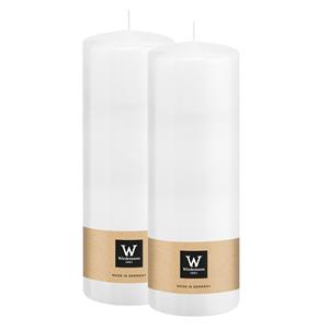 Wiedemann Cilinderkaars/stompkaars - 2x - wit - 20 x 7 cm - 103 branduren -
