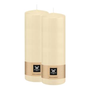 Wiedemann Cilinderkaars/stompkaars - 2x - creme wit - 20 x 7 cm - 103 branduren -