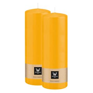 Wiedemann Cilinderkaars/stompkaars - 2x - geel - 20 x 7 cm - 103 branduren -