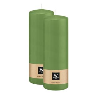 Wiedemann Cilinderkaars/stompkaars - 2x - lichtgroen - 20 x 7 cm - 103 branduren -