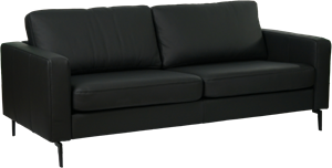 SHOPX HUISCOLLECTIE Zwarte leren moderne 3-zitsbank Match - staal zwart - Toledo Leer Nero (zwart leer) - (214x90cm)