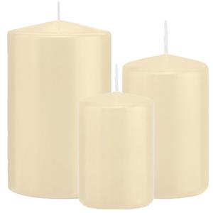 Trend Candles Stompkaarsen set van 3x stuks creme wit 10-12-15 cm -