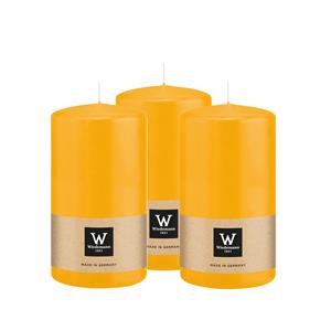 Wiedemann Cilinderkaars/stompkaars - 3x - geel - 13 x 7 cm - 52 branduren -