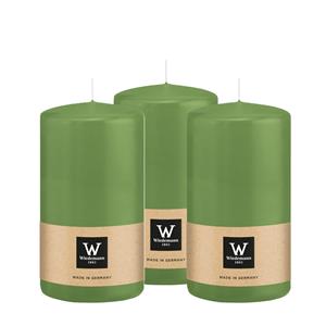 Wiedemann Cilinderkaars/stompkaars - 3x - lichtgroen - 13 x 7 cm - 52 branduren -