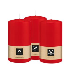 Wiedemann Cilinderkaars/stompkaars - 3x - rood - 13 x 7 cm - 52 branduren -