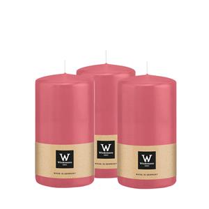 Wiedemann Cilinderkaars/stompkaars - 3x - roze - 13 x 7 cm - 52 branduren -
