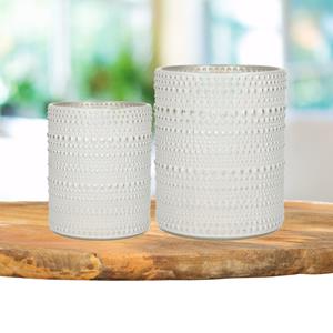 Countryfield Theelichthouders set - 2x - parel wit/goud - glas - luxe kaarsenhouders -