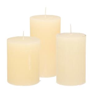 Merkloos Stompkaarsen/cilinderkaarsen set - 3x - ivoor wit - rustiek model -