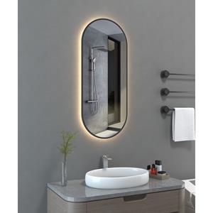 Boss & Wessing BWS Badkamerspiegel | Spark Kenar | Ovaal | 38x90cm | Mat Zwart