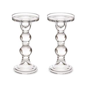 Giftdecor Kaarsen kandelaar van decoratief glas - 2x - voor stompkaarsen - D8.5 x H18 cm -